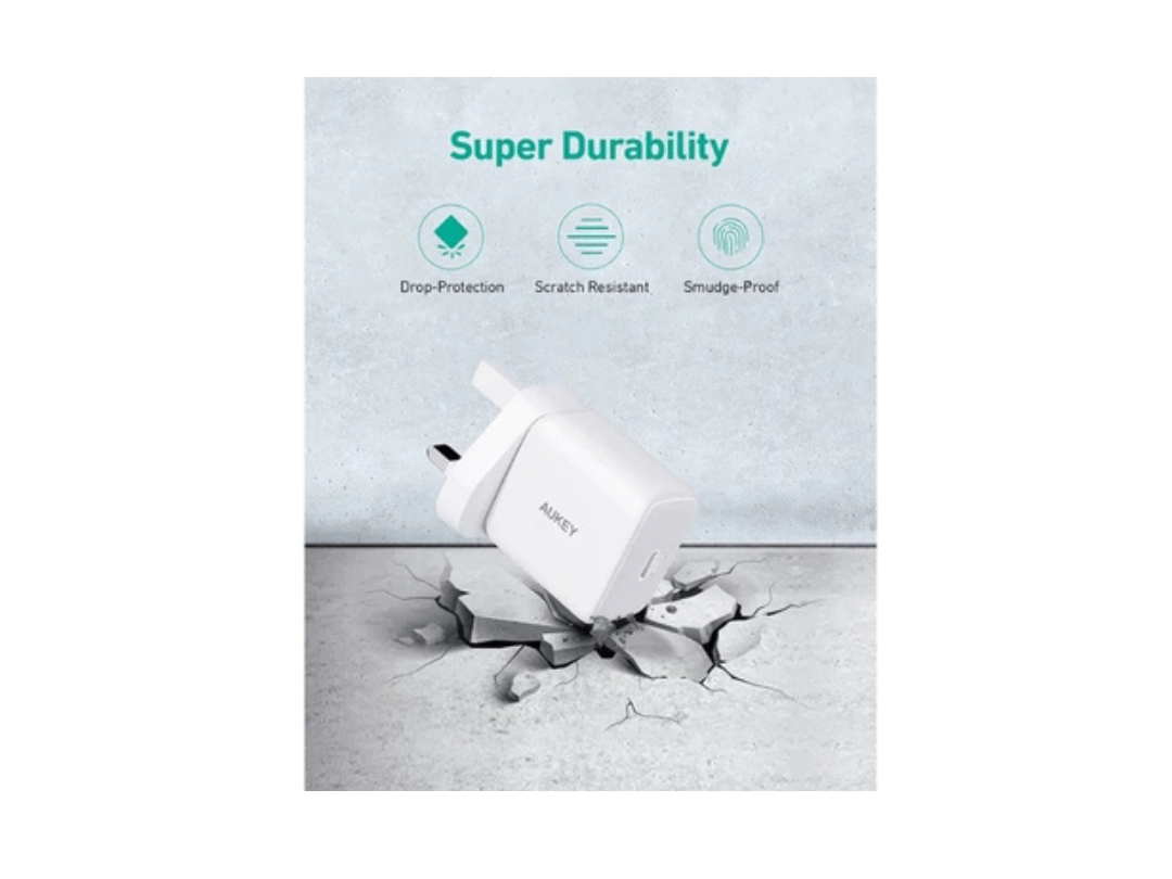 Aukey portable Wall Charger / 30W Charging / PD / USB-C / PA-R1P-WT - White Aukey portable Wall Charger / 30W Charging / PD / USB-C / PA-R1P-WT - White